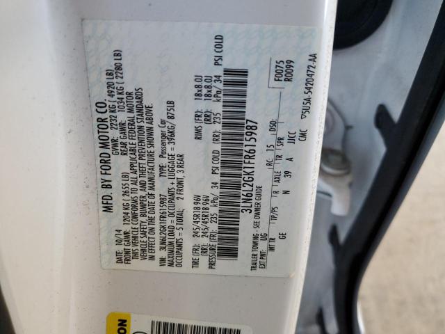 Photo 10 from auction – 2015 LINCOLN MKZ with VIN 3LN6L2GK1FR615987