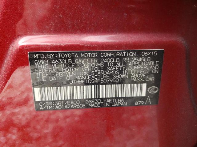 Photo 10 from auction – 2015 LEXUS IS 250 with VIN JTHBF1D24F5079501