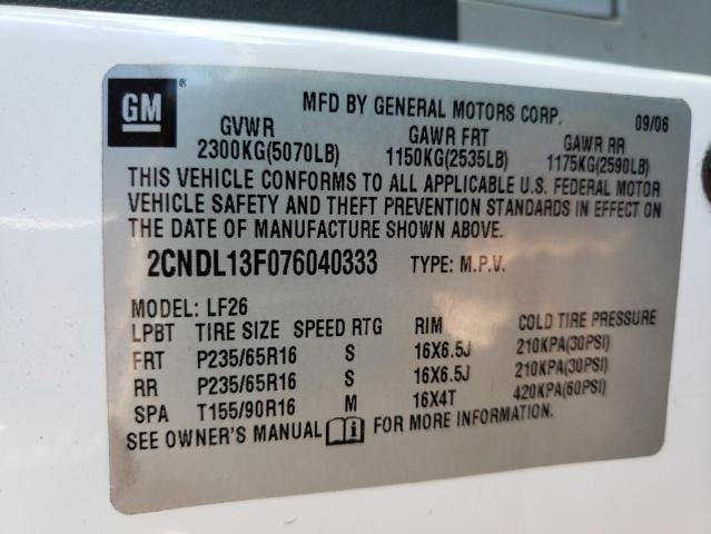 Photo 10 from auction – 2007 CHEVROLET EQUINOX LS with VIN 2CNDL13F076040333