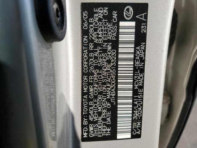 Photo 10 from auction – 2005 LEXUS ES 330 with VIN JTHBA30G455133230