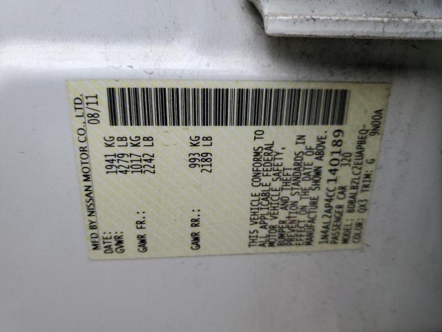 Photo 10 from auction – 2012 NISSAN ALTIMA BAS with VIN 1N4AL2AP4CC140189