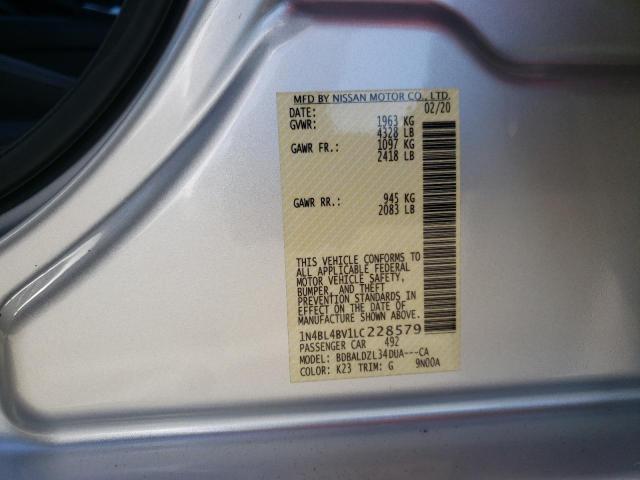 Photo 10 from auction – 2020 NISSAN ALTIMA S with VIN 1N4BL4BV1LC228579