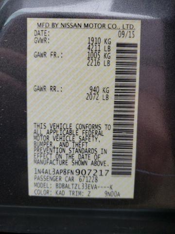Photo 10 from auction – 2015 NISSAN ALTIMA 2.5 with VIN 1N4AL3AP8FN907217