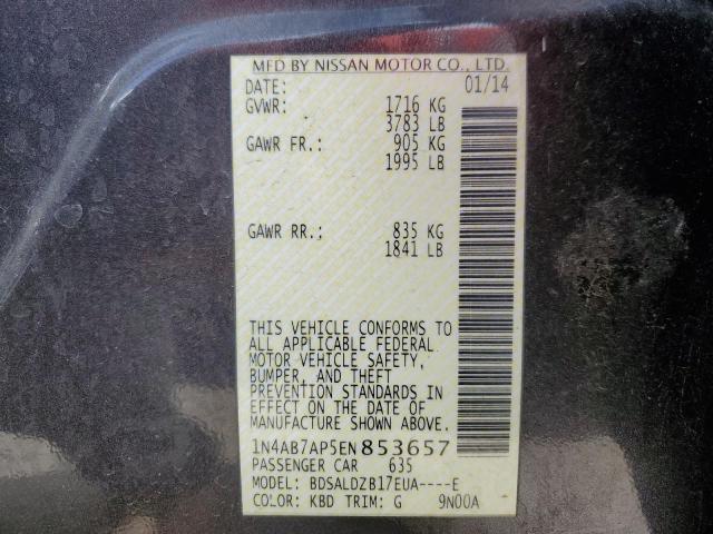 Photo 10 from auction – 2014 NISSAN SENTRA S with VIN 1N4AB7AP5EN853657