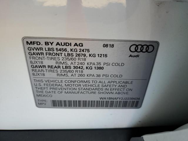 Photo 10 from auction – 2018 AUDI Q5 PREMIUM with VIN WA1BNAFY2J2239434