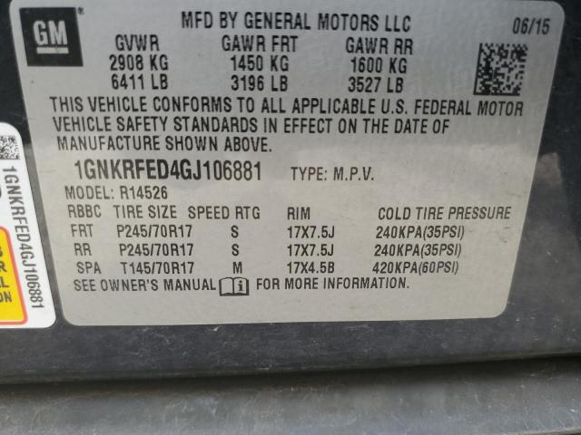Photo 10 from auction – 2016 CHEVROLET TRAVERSE L with VIN 1GNKRFED4GJ106881