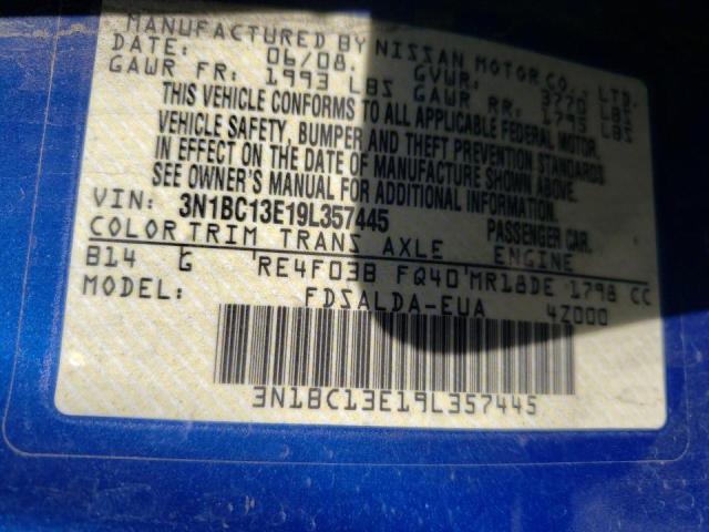 Photo 10 from auction – 2009 NISSAN VERSA S with VIN 3N1BC13E19L357445