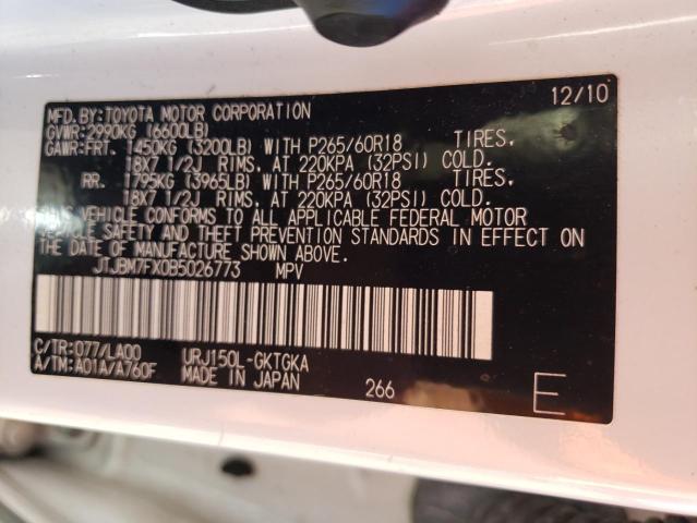 Photo 10 from auction – 2011 LEXUS GX 460 with VIN JTJBM7FX0B5026773