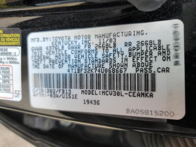 Photo 10 from auction – 2004 TOYOTA CAMRY LE with VIN 4T1BF32K74U068667