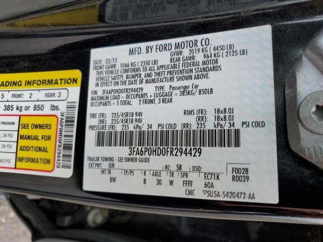 Photo 10 from auction – 2015 FORD FUSION SE with VIN 3FA6P0HD0FR294429