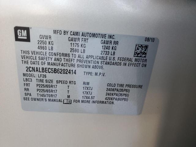 Photo 10 from auction – 2011 CHEVROLET EQUINOX LS with VIN 2CNALBEC5B6202414