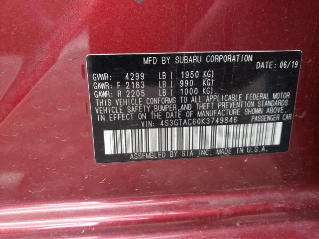 Photo 10 from auction – 2019 SUBARU IMPREZA PR with VIN 4S3GTAC60K3749846
