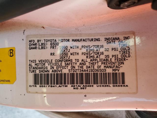 Photo 10 from auction – 2001 TOYOTA SEQUOIA SR with VIN 5TDZT34A41S036503