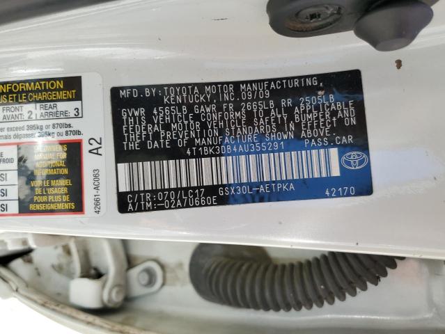 Photo 10 from auction – 2010 TOYOTA AVALON XL with VIN 4T1BK3DB4AU355291