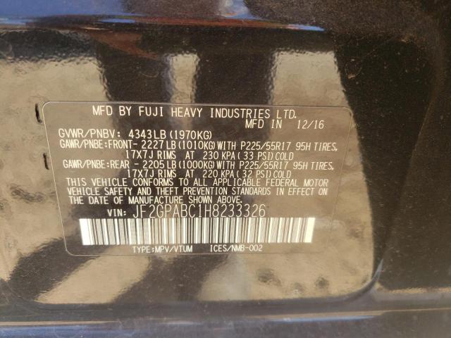 Photo 10 from auction – 2017 SUBARU CROSSTREK with VIN JF2GPABC1H8233326