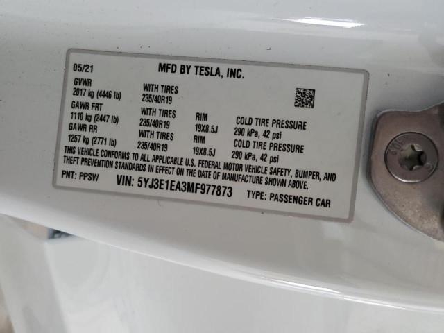 Photo 10 from auction – 2021 TESLA MODEL 3 with VIN 5YJ3E1EA3MF977873