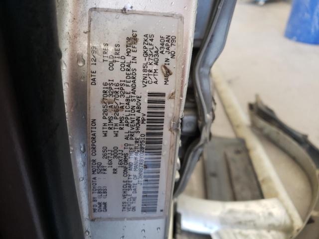 Photo 10 from auction – 2000 TOYOTA 4 RUNNER with VIN JT3HN87R8Y0289510