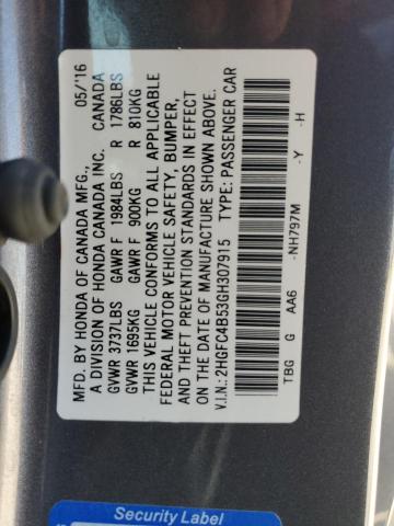 Photo 10 from auction – 2016 HONDA CIVIC LX with VIN 2HGFC4B53GH307915