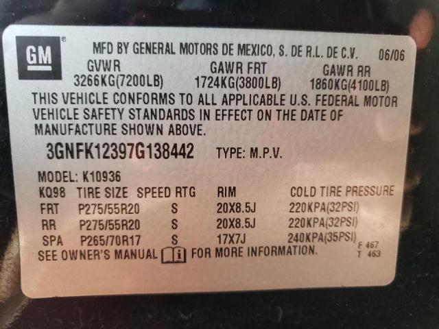 Photo 10 from auction – 2007 CHEVROLET AVALANCHE with VIN 3GNFK12397G138442