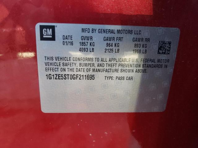 Photo 10 from auction – 2016 CHEVROLET MALIBU LT with VIN 1G1ZE5ST0GF211695