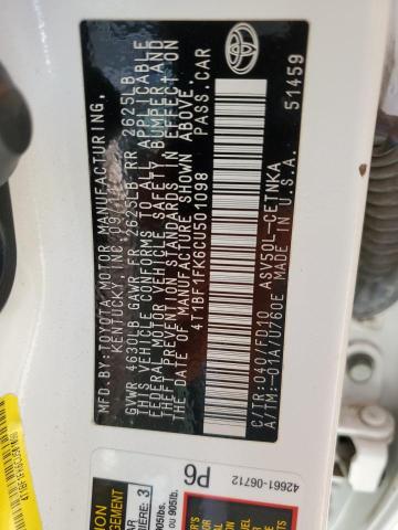 Photo 10 from auction – 2012 TOYOTA CAMRY BASE with VIN 4T1BF1FK6CU501098