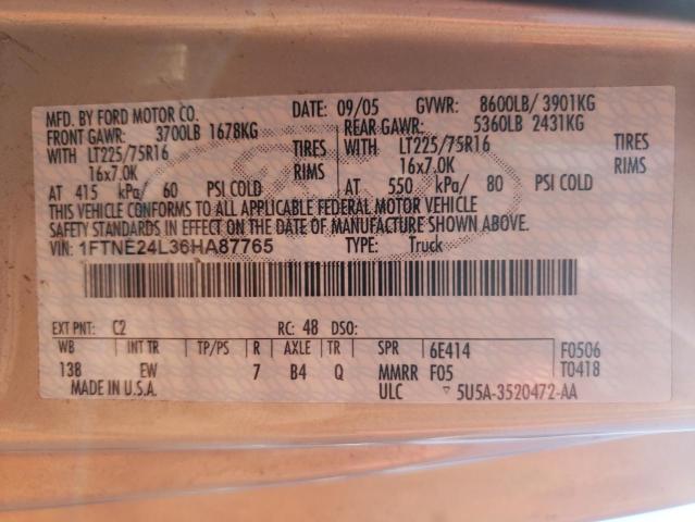 Photo 10 from auction – 2006 FORD ECONOLINE with VIN 1FTNE24L36HA87765