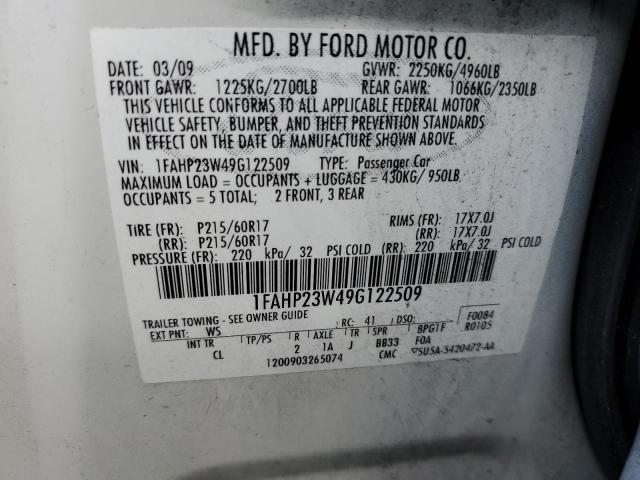 Photo 10 from auction – 2009 FORD TAURUS SE with VIN 1FAHP23W49G122509