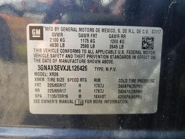 Photo 10 from auction – 2018 CHEVROLET EQUINOX LT with VIN 3GNAXSEVXJL126426