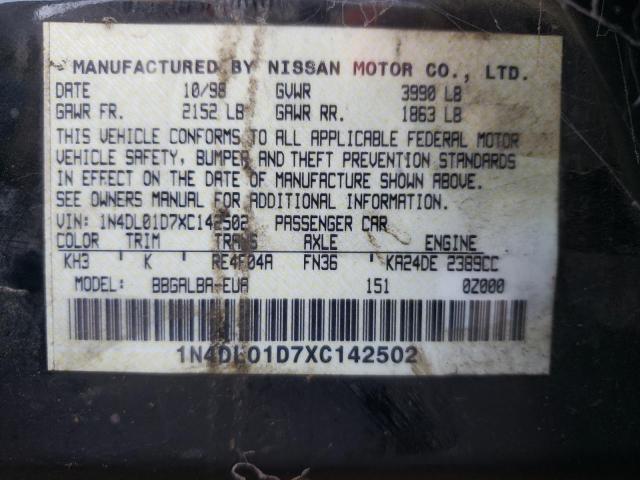 Photo 10 from auction – 1999 NISSAN ALTIMA XE with VIN 1N4DL01D7XC142502