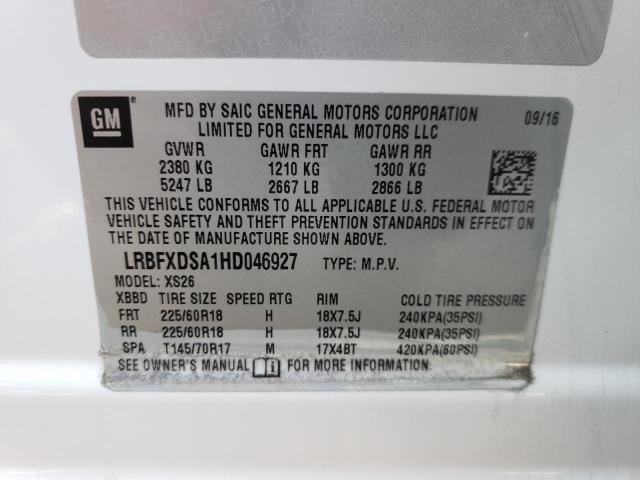 Photo 10 from auction – 2017 BUICK ENVISION E with VIN LRBFXDSA1HD046927