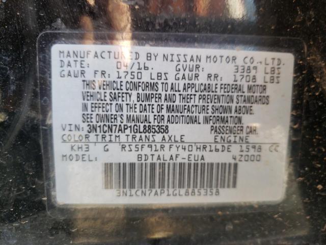 Photo 10 from auction – 2016 NISSAN VERSA S with VIN 3N1CN7AP1GL885358