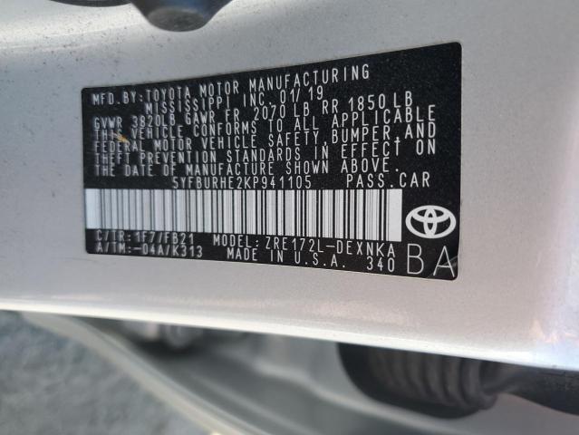 Photo 10 from auction – 2019 TOYOTA COROLLA L with VIN 5YFBURHE2KP941105