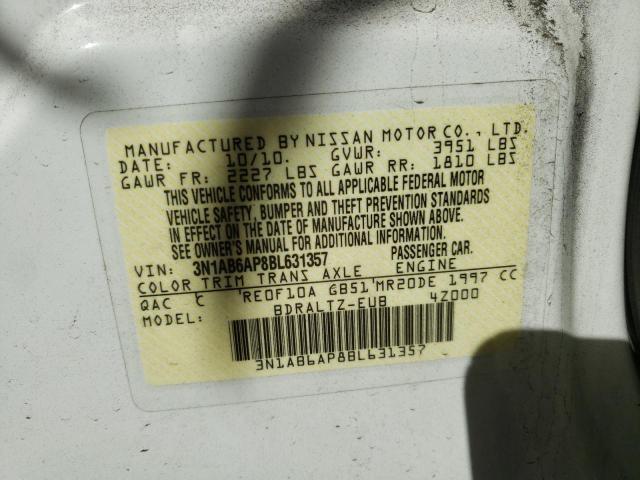 Photo 10 from auction – 2011 NISSAN SENTRA 2.0 with VIN 3N1AB6AP8BL631357