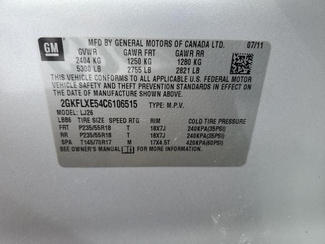 Photo 10 from auction – 2012 GMC TERRAIN SL with VIN 2GKFLXE54C6106515