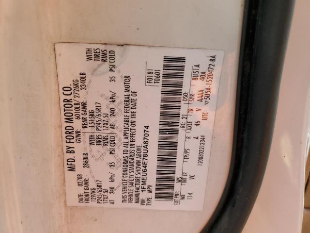 Photo 10 from auction – 2008 FORD EXPLORER E with VIN 1FMEU64E78UA87074