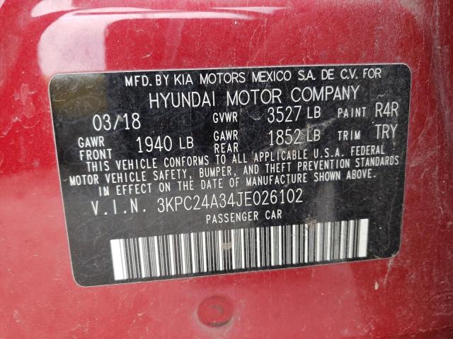 Photo 10 from auction – 2018 HYUNDAI ACCENT SE with VIN 3KPC24A34JE026102