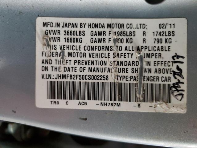 Foto 10 de la subasta – 2012 HONDA CIVIC LX con VIN JHMFB2F50CS002258