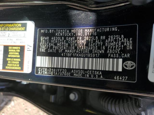 Photo 10 from auction – 2016 TOYOTA CAMRY LE with VIN 4T1BF1FK4GU185917
