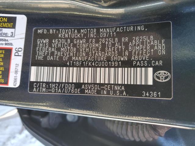 Photo 10 from auction – 2012 TOYOTA CAMRY BASE with VIN 4T1BF1FK4CU001991