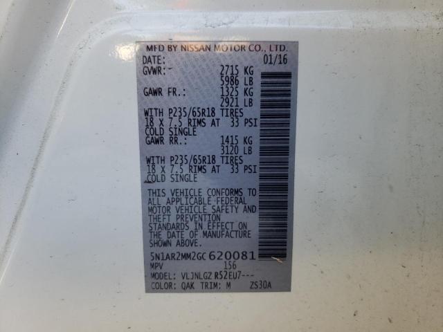 Photo 10 from auction – 2016 NISSAN PATHFINDER with VIN 5N1AR2MM2GC620081