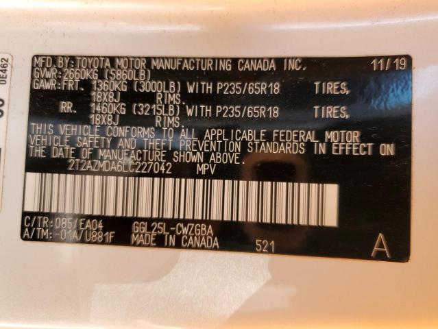Photo 10 from auction – 2020 LEXUS RX 350 BAS with VIN 2T2AZMDA6LC227042