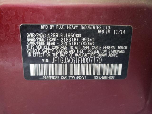 Photo 10 from auction – 2015 SUBARU IMPREZA PR with VIN JF1GJAC61FH007170
