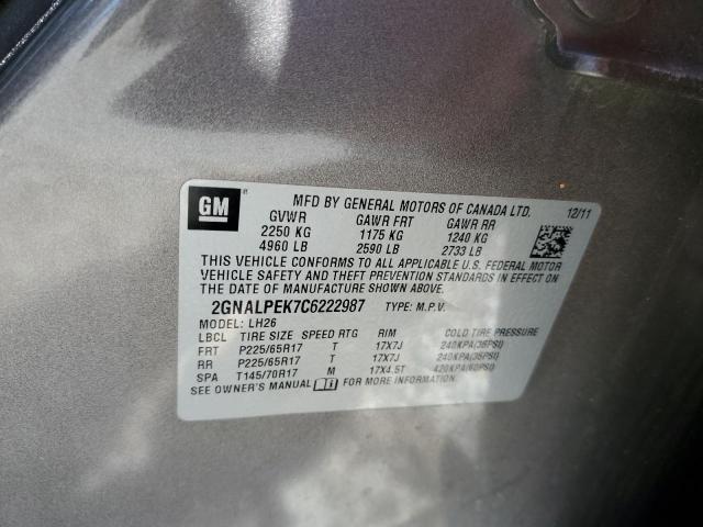 Photo 10 from auction – 2012 CHEVROLET EQUINOX LT with VIN 2GNALPEK7C6222987