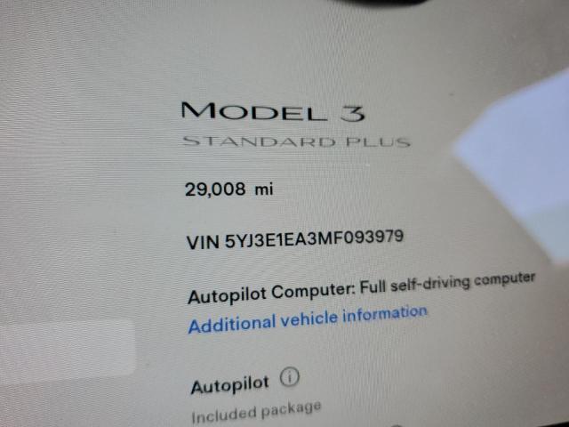 Photo 8 from auction – 2021 TESLA MODEL 3 with VIN 5YJ3E1EA3MF093979