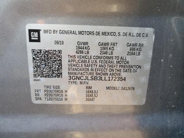 Photo 10 from auction – 2020 CHEVROLET TRAX 1LT with VIN 3GNCJLSB3LL172354