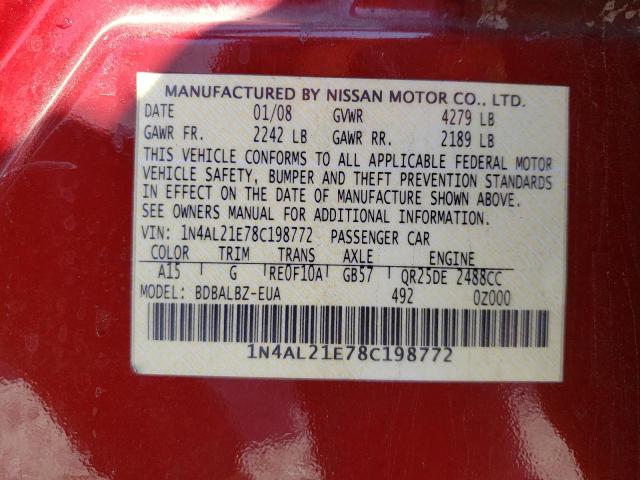 Photo 10 from auction – 2008 NISSAN ALTIMA 2.5 with VIN 1N4AL21E78C198772