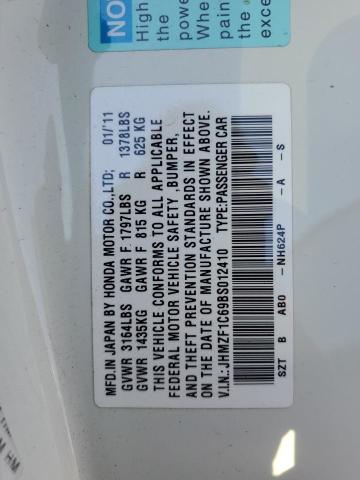 Photo 10 from auction – 2011 HONDA CR-Z EX with VIN JHMZF1C69BS012410
