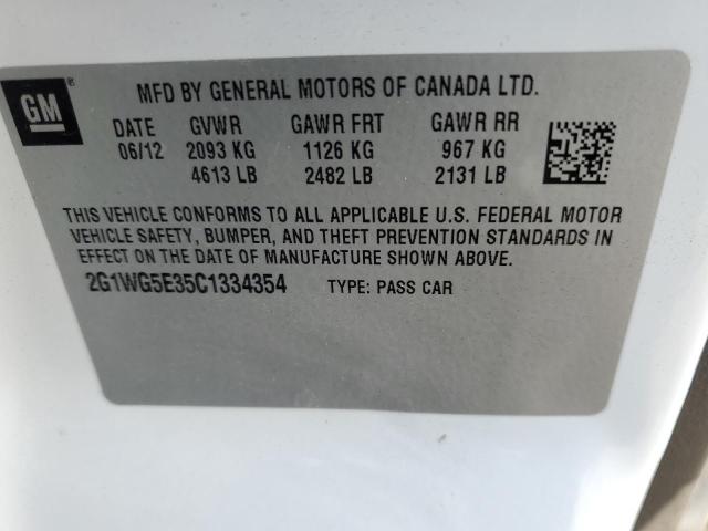 Photo 10 from auction – 2012 CHEVROLET IMPALA LT with VIN 2G1WG5E35C1334354