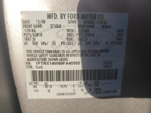Photo 10 from auction – 2009 FORD F150 SUPER with VIN 1FTRX14W89FA40585