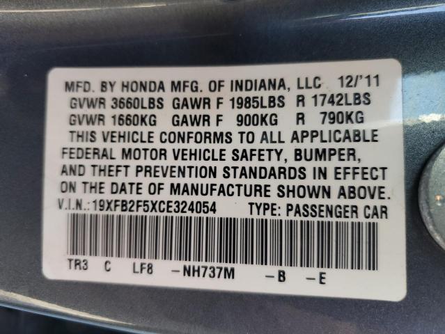 Photo 10 from auction – 2012 HONDA CIVIC LX with VIN 19XFB2F5XCE324054